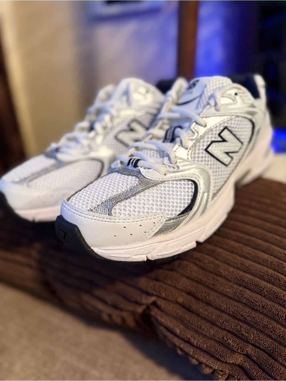 New Balance 530 MR530SG White Silver Navy Sneakers Men 6.5 Women 8